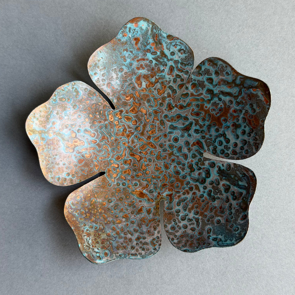 Patinated Block Flower Dish - 9cm
