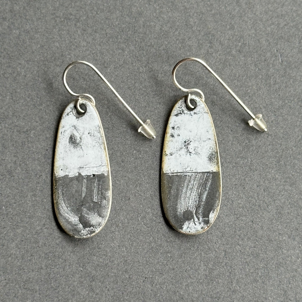Earrings Long Oval Enamel Drops #B