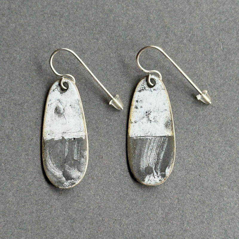 Earrings Long Oval Enamel Drops #B