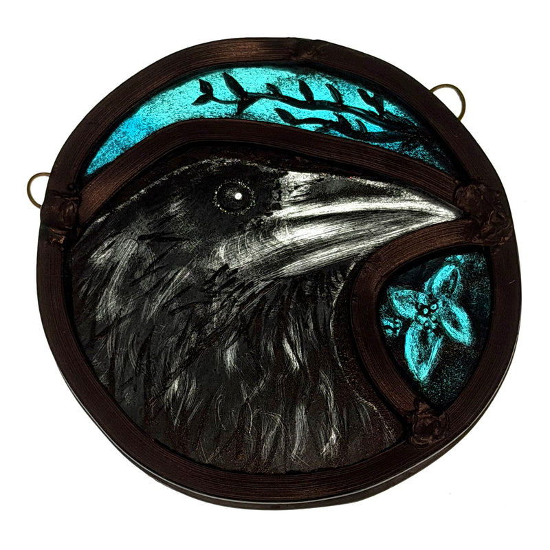 Stained Glass Roundel - Raven
