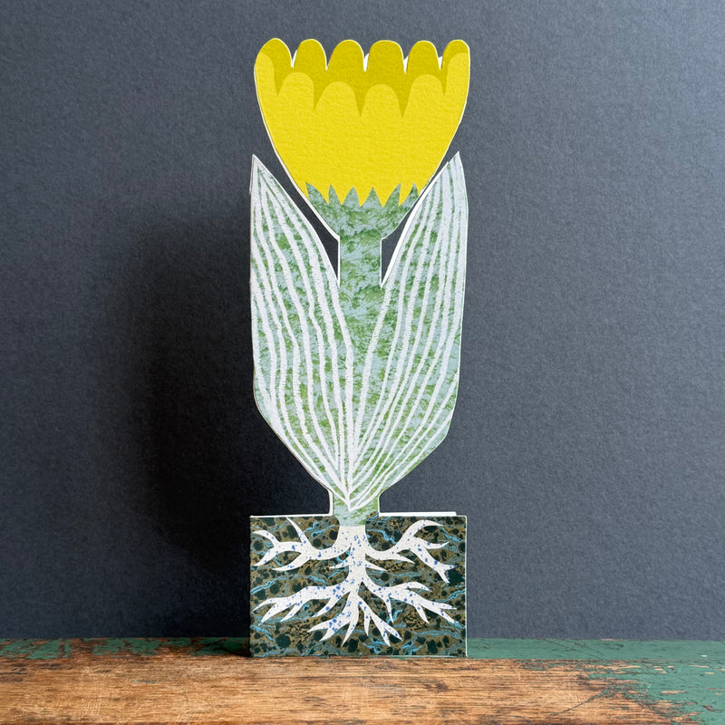 Tall Stand-Up Card - Yellow Rooty Flower
