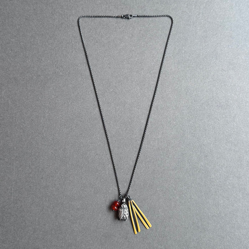 Charm Pendant - Owl - Mustard Enamel