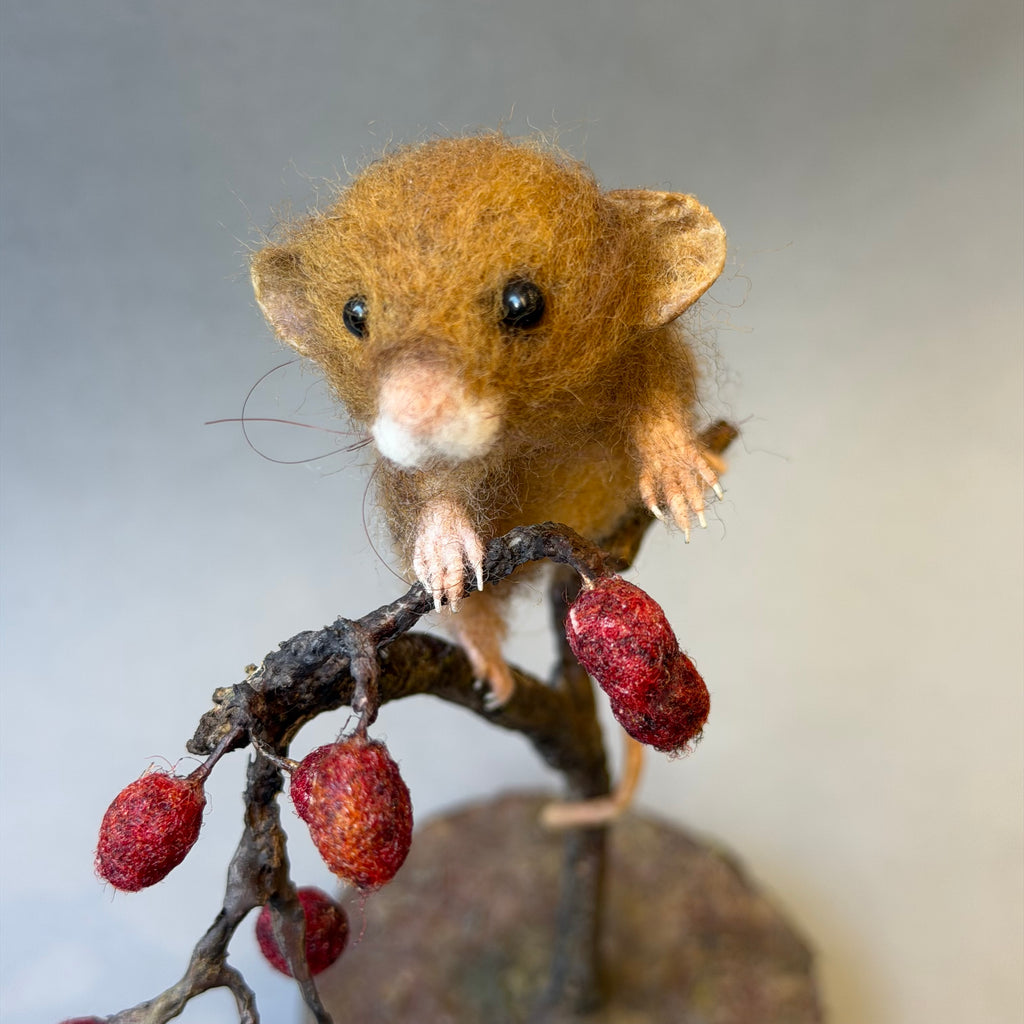 Needle Felted ‘Bertie’ Mouse with Berries