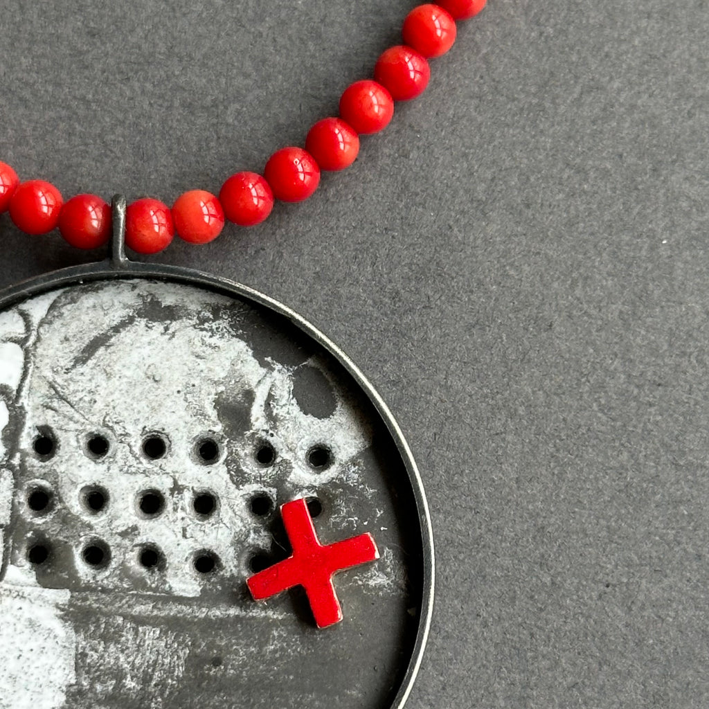 Pendant - Inlaid with Beaded Necklace