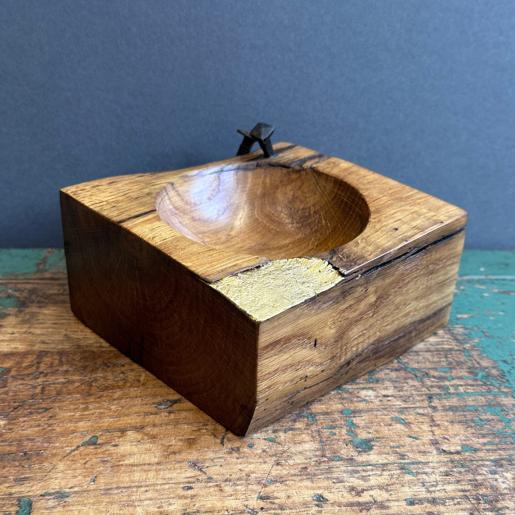 No.161 Dish - Oak with Forged Gilt Nails