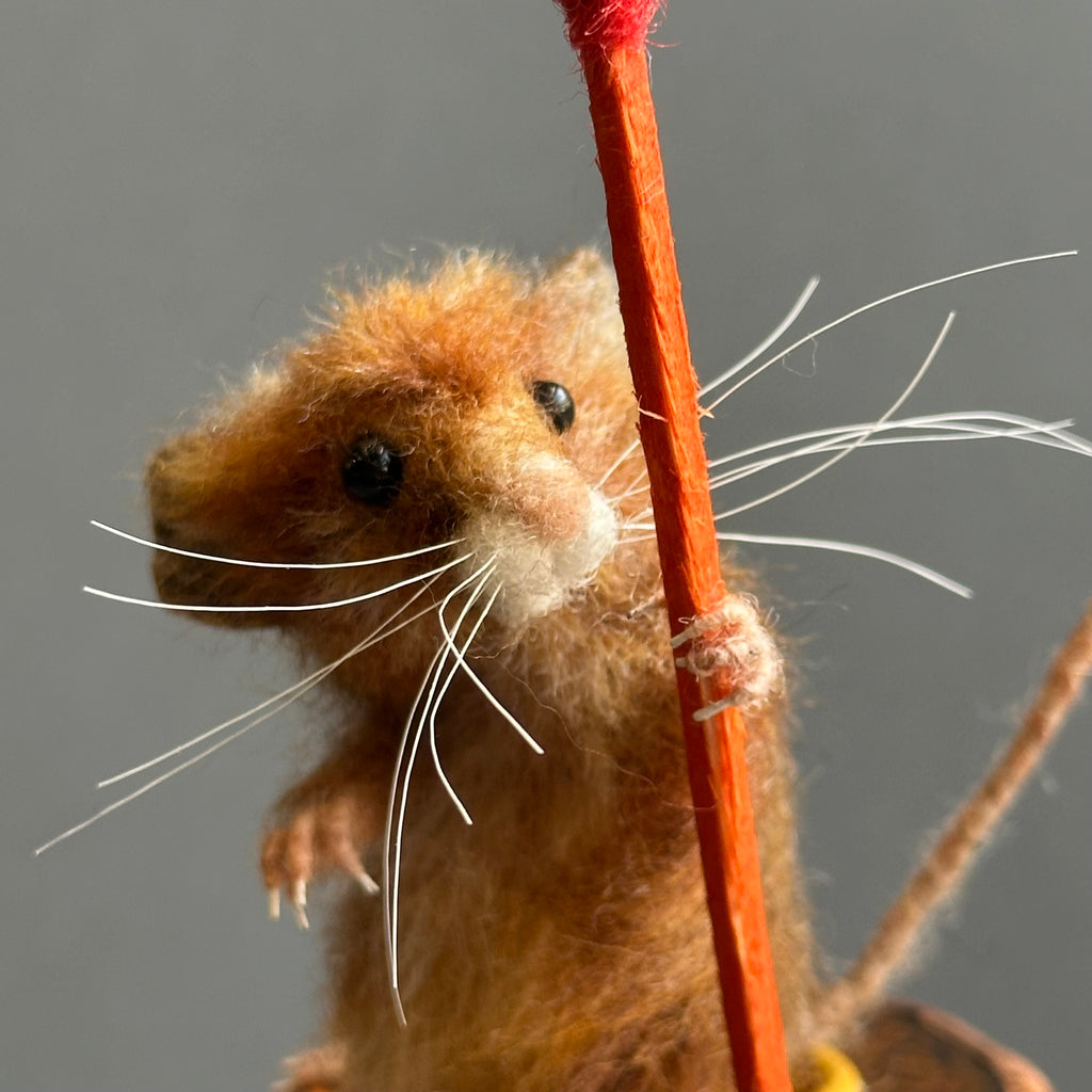 Needle Felted Mouse on a Candlestick ‘Where’s me Candle?’