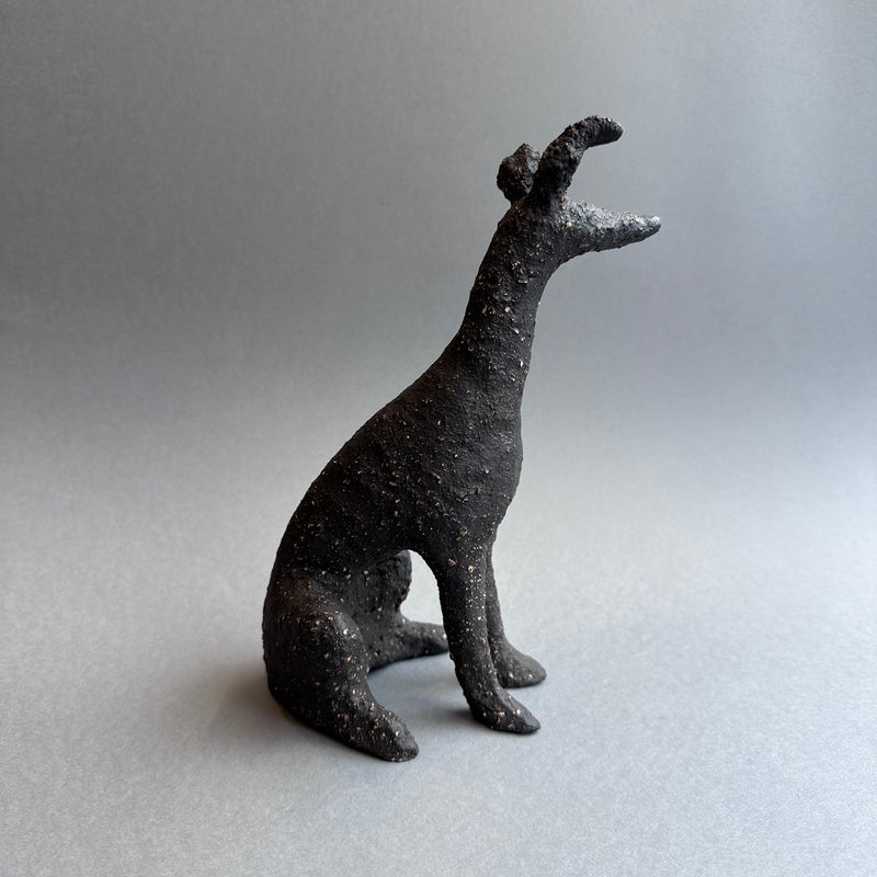 Black Stoneware Hound - Seated [large]