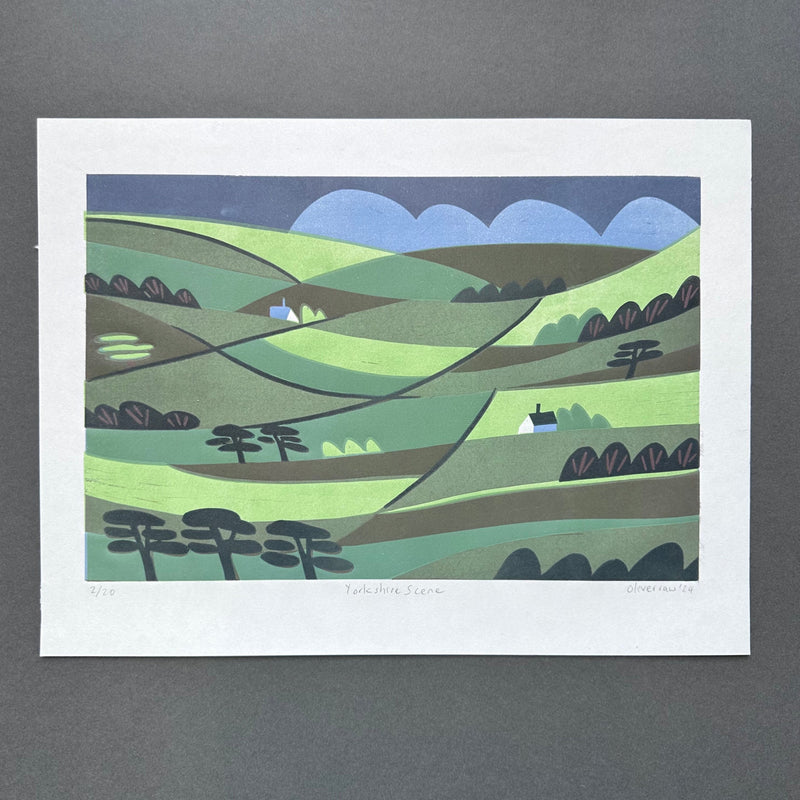 Linocut Print - Yorkshire Scene - Unframed