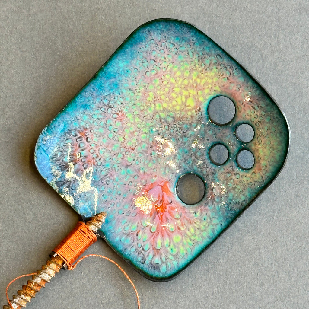 Decorative Enamel Spoon 'Long Rusty Screw’