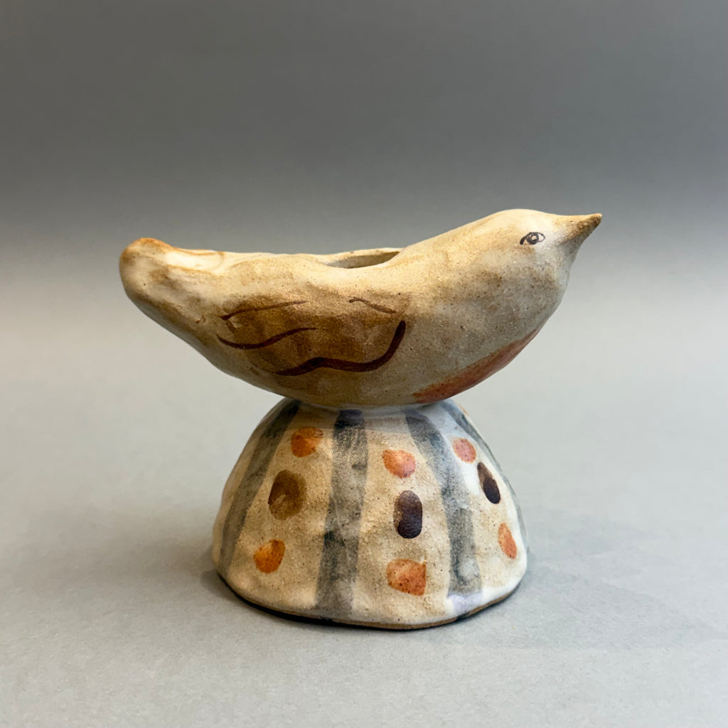 Stoneware Bird - Candle Holder - Small #A