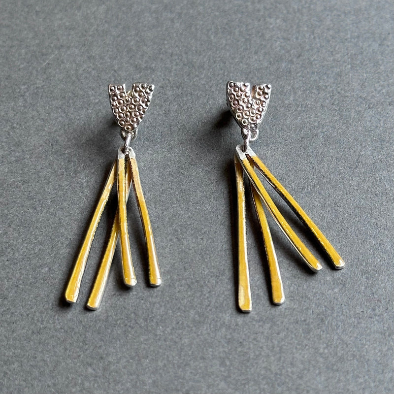 Earrings - Stud Drop - Mustard Enamel