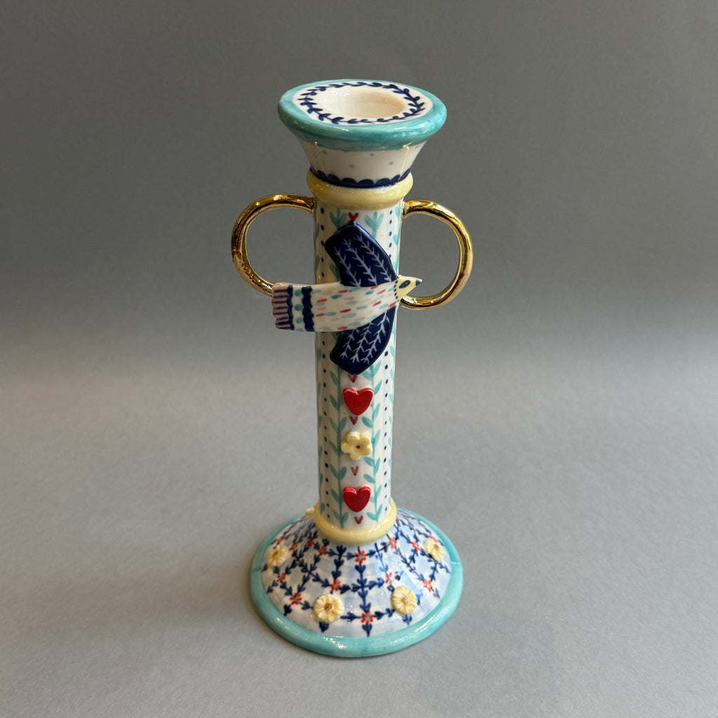Porcelain Tall Candlestick Holder