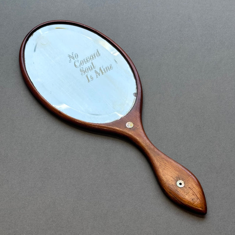 Etched Vintage Hand Mirror ‘No Coward Soul Is Mine’