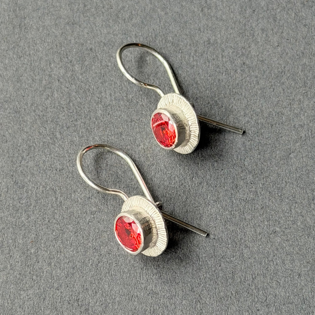 Landscape Drop Earrings - Silver & Orange Zircon