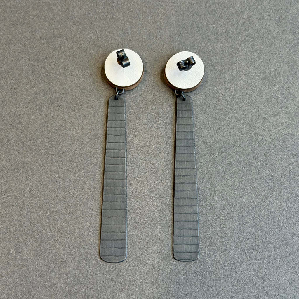 Circle & Long Stripe Earrings Yellow