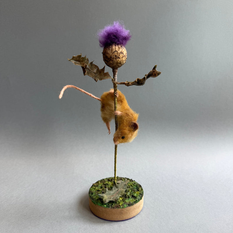 Needle Felted ‘Willoughby’ Mouse with a Thistle