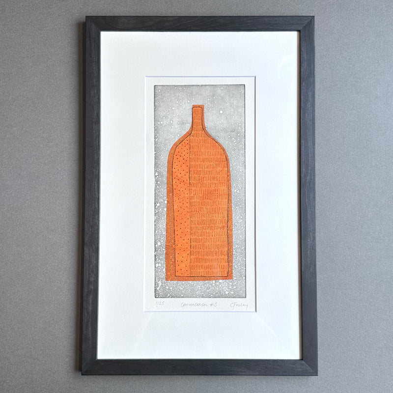 Etching - Conversation #5 - Orange - Framed