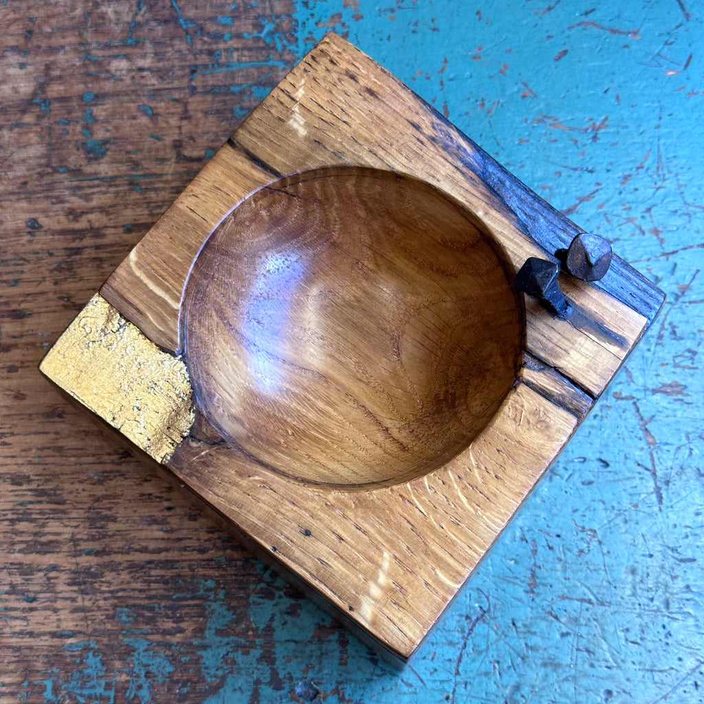 No.161 Dish - Oak with Forged Gilt Nails