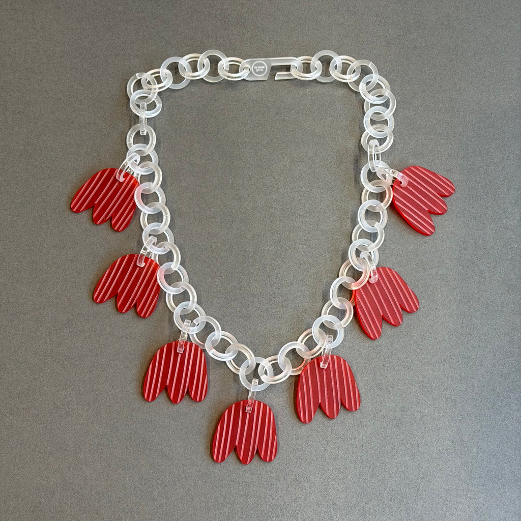 Tulip Chain Necklace - Red & White