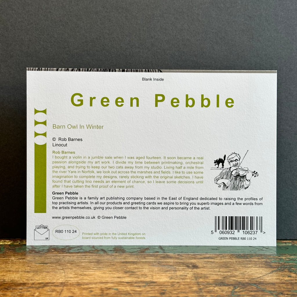 Green Pebble G/Card - Rob Barnes - Barn Owl in Winter