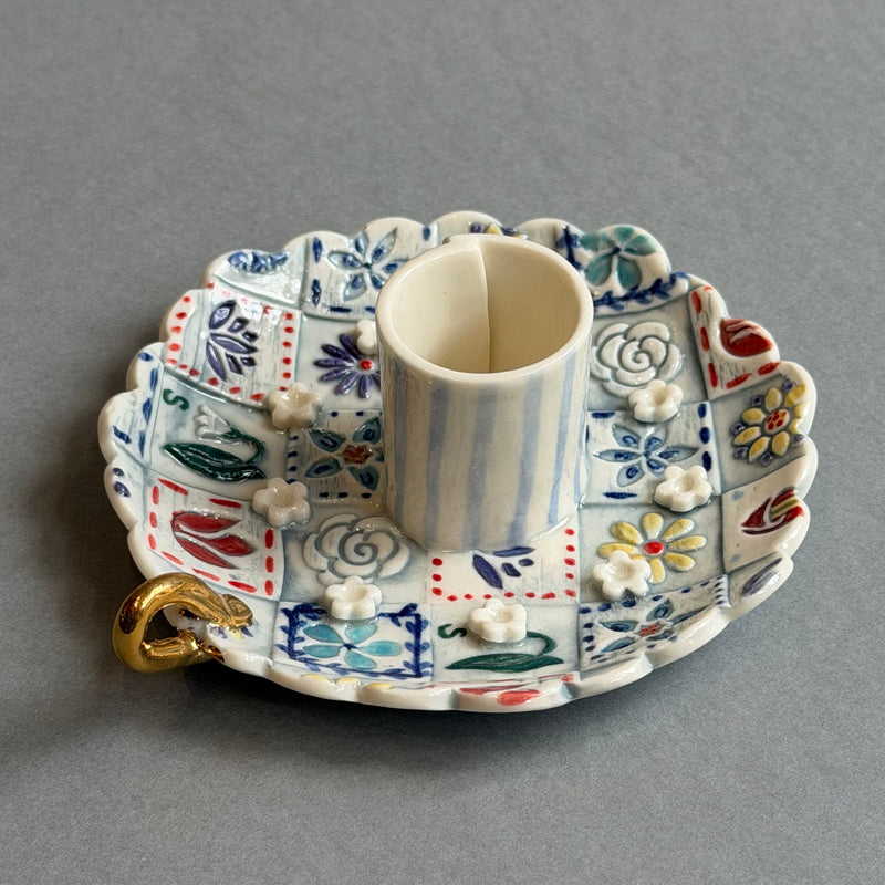 Porcelain Candle Holder with Handles