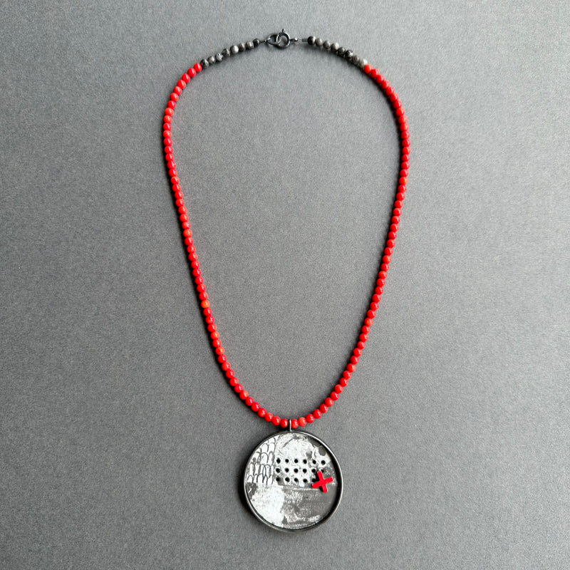 Pendant - Inlaid with Beaded Necklace