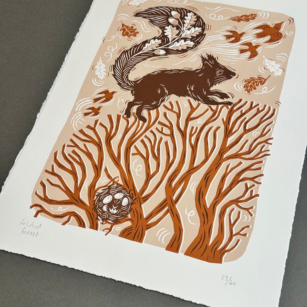 Ltd Edition Screenprint - Squirrel in the Treetops
