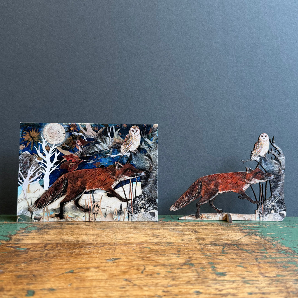 Wooden Keepsake with Greeting Card - Fox & Owl