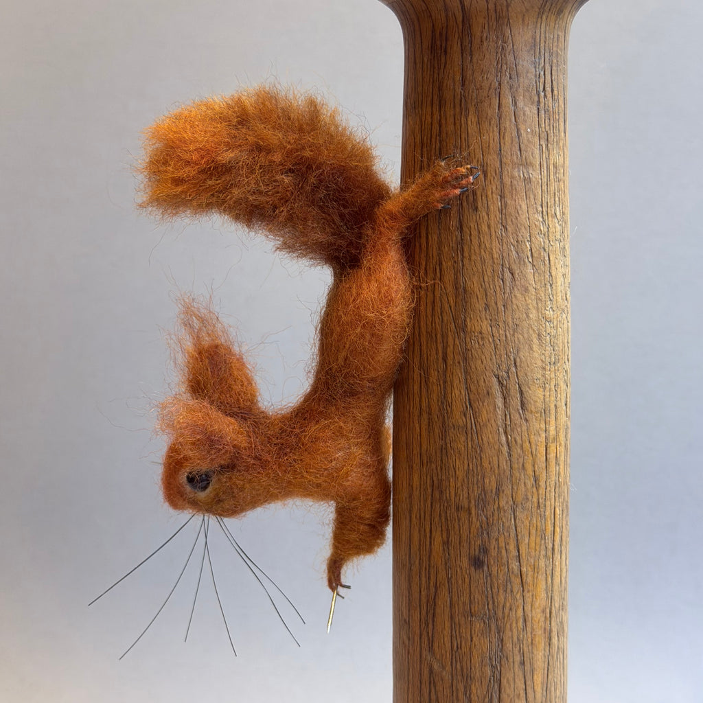 Needle Felted ‘Buster’ Squirrel on a Bobbin with Teal Pincushion