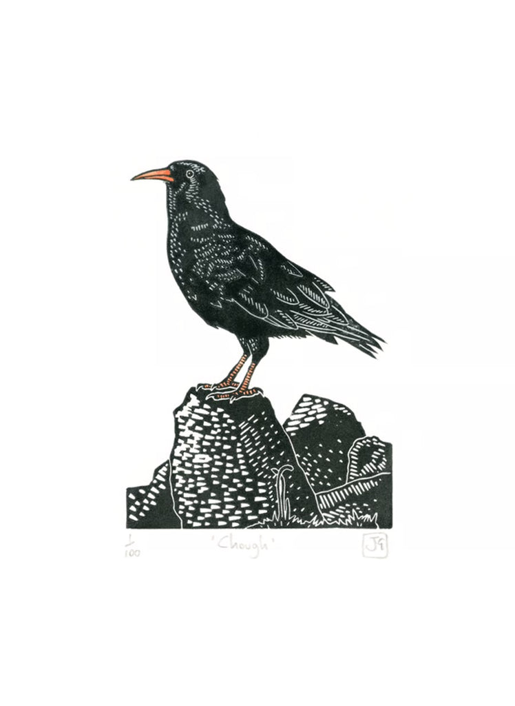 A4 - Chough - Linocut - Unframed