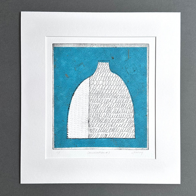 Etching - Conversation #3 - Teal - Unframed