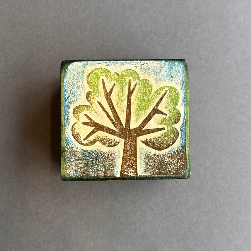 Collagraph Block ‘Tree’ Green & Brown/Blue