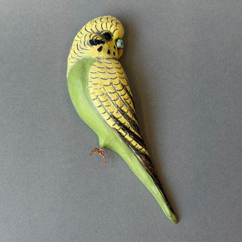 Ceramic Budgie - Single Wall Piece - Side Facing