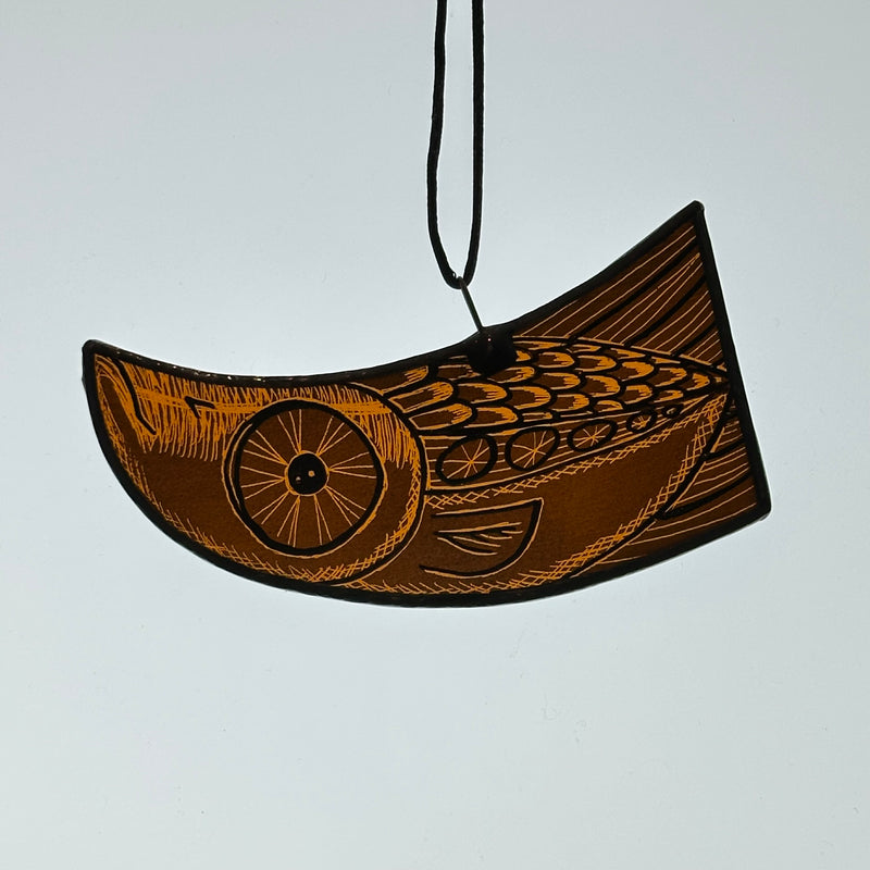 Stained Glass - Fish - Tiny (Amber) #G
