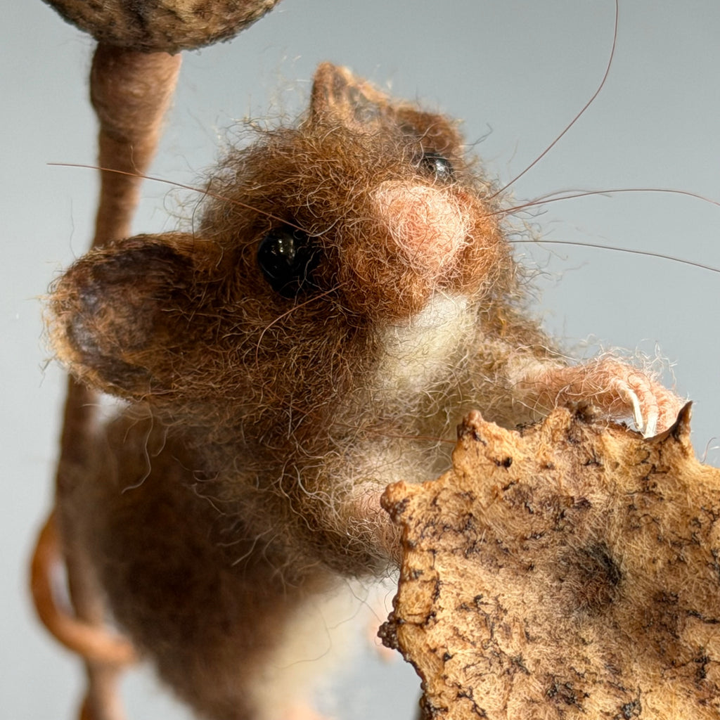 Needle Felted ‘Artemis’ Mouse with Poppy Seedheads