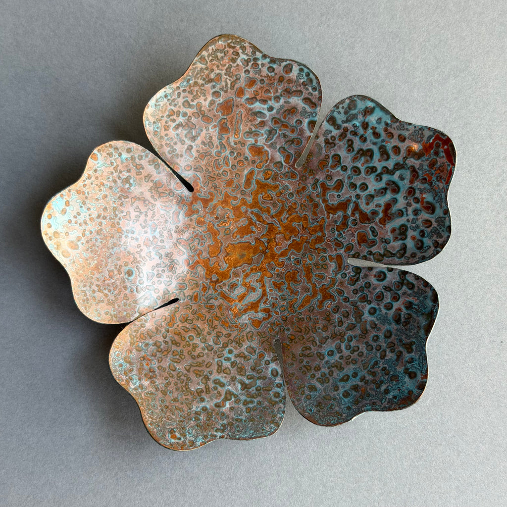 Patinated Block Flower Dish - 9cm
