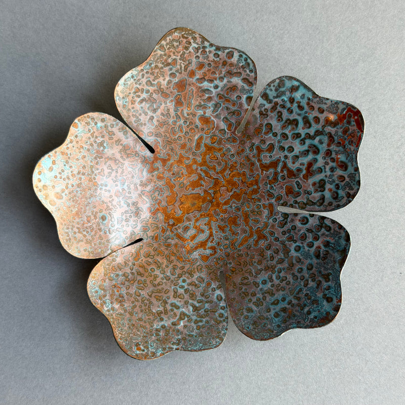 Patinated Block Flower Dish - 9cm