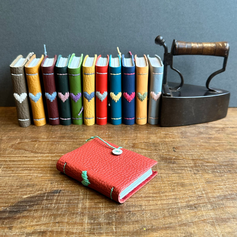 Darned Heart Notebook [Tiny] - Tomato