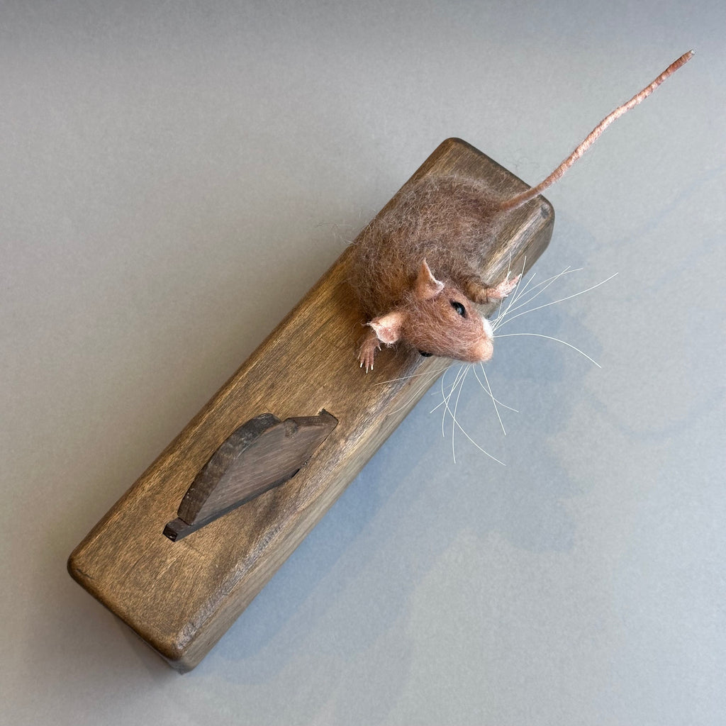 Needle Felted Mouse ‘Thimble on a Vintage Joiners Plane’