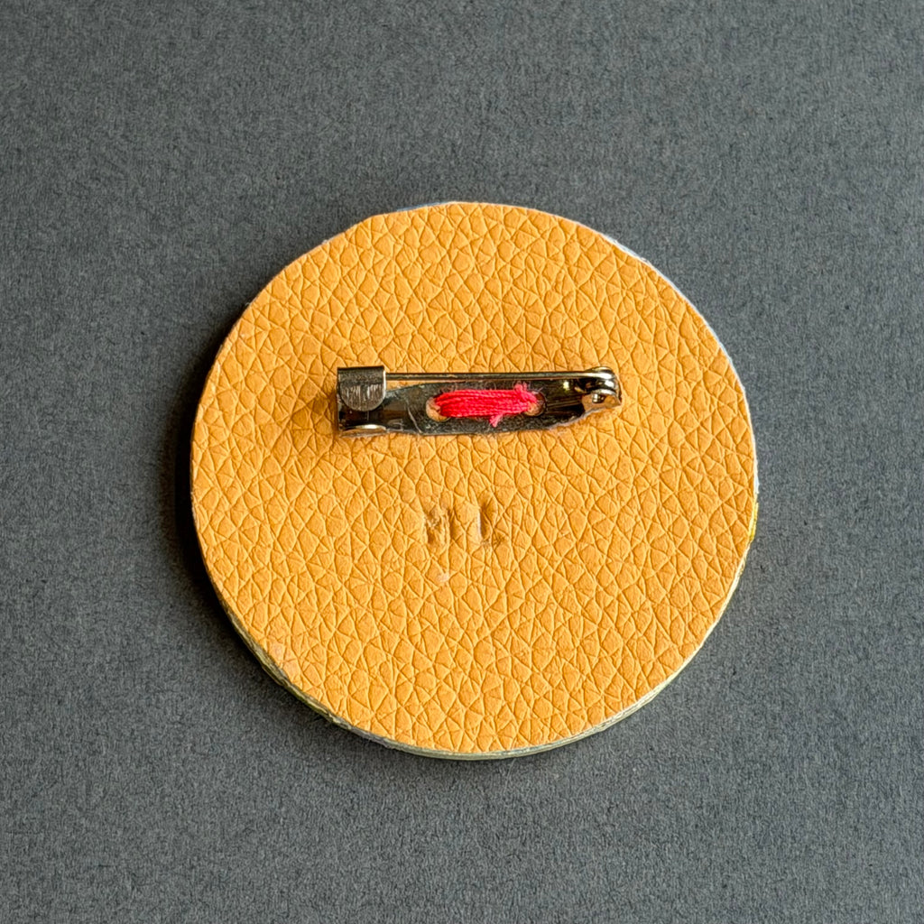 Hand-Painted Landscape Brooch - Round