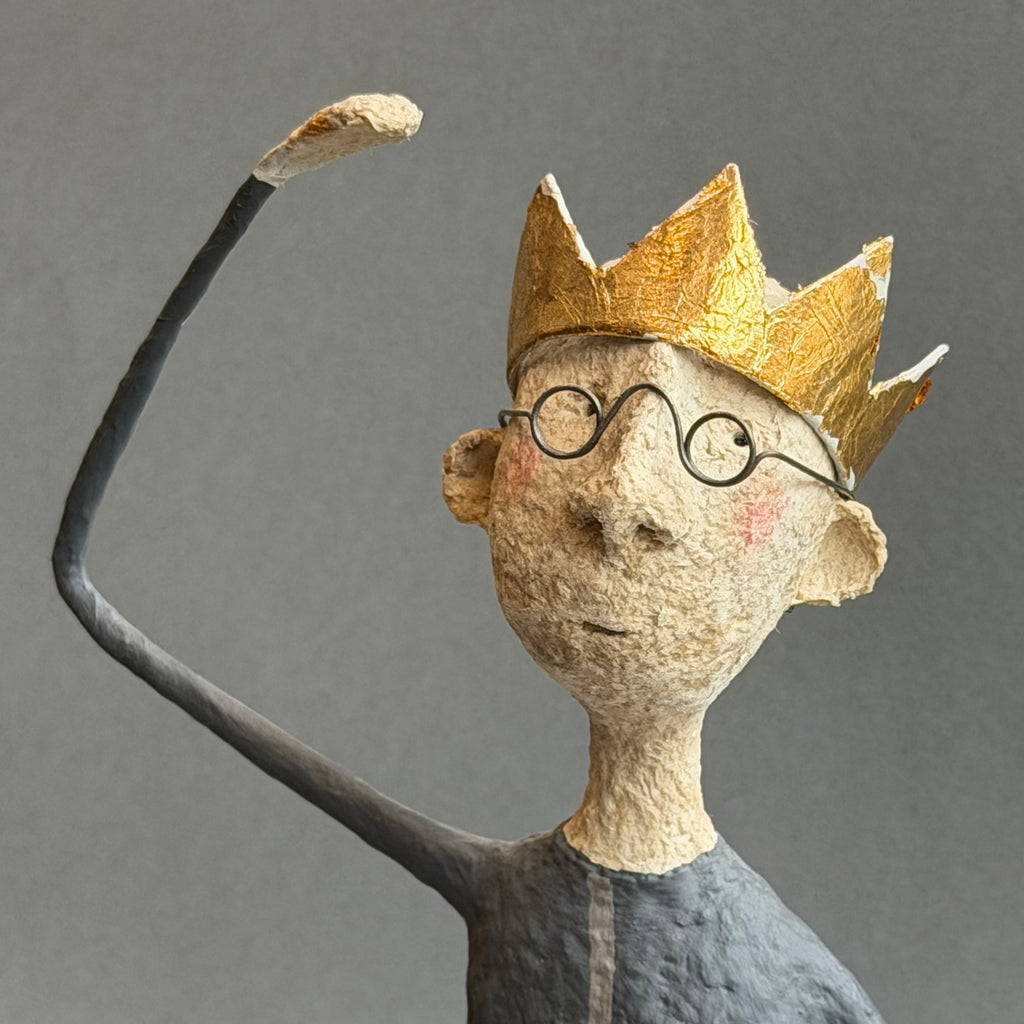 Paper Mache Sculpture ‘Herbert the King with Hattie Bird’