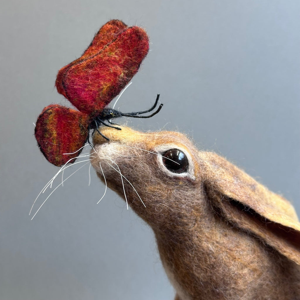 Needle Felted Hare ‘Fengorn with a Butterfly on a Bobbin’