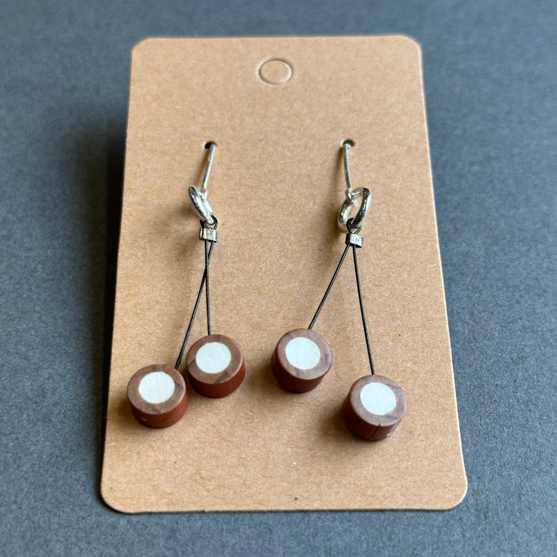 Cherry Pencil Earrings - White