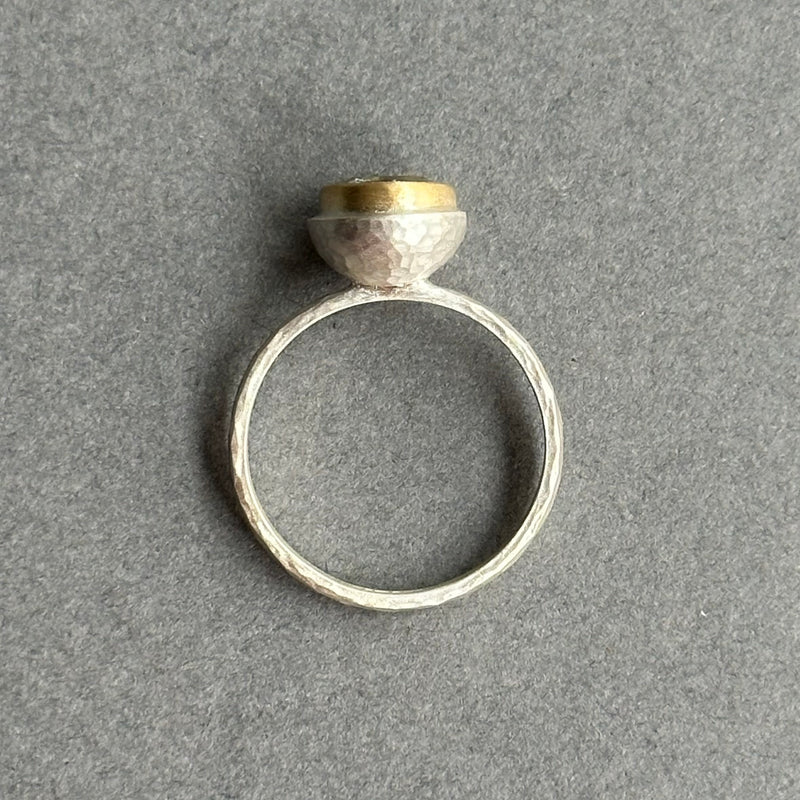 Ring - Silver, Gold & Green Amethyst