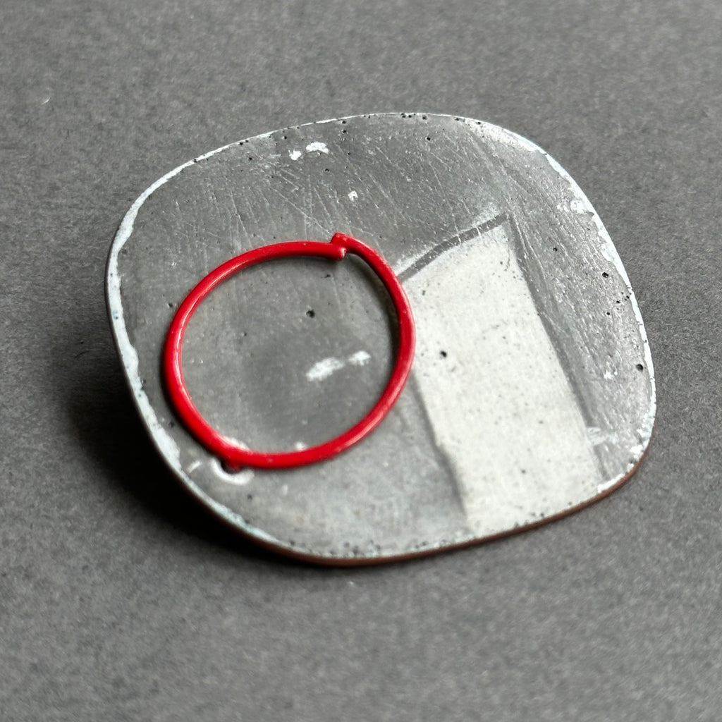 Brooch - Square with Red Circle #B