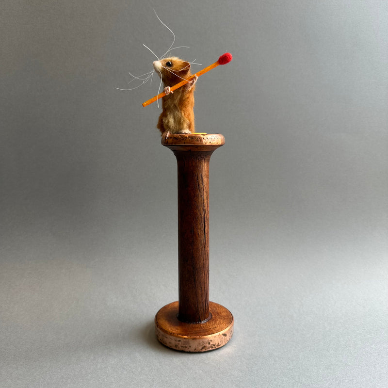 Needle Felted Mouse on a Candlestick ‘Dixie’