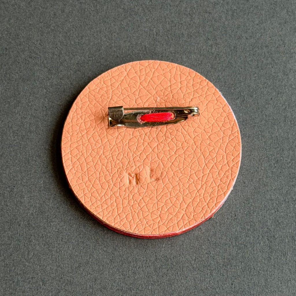Hand-Painted Landscape Brooch - Round