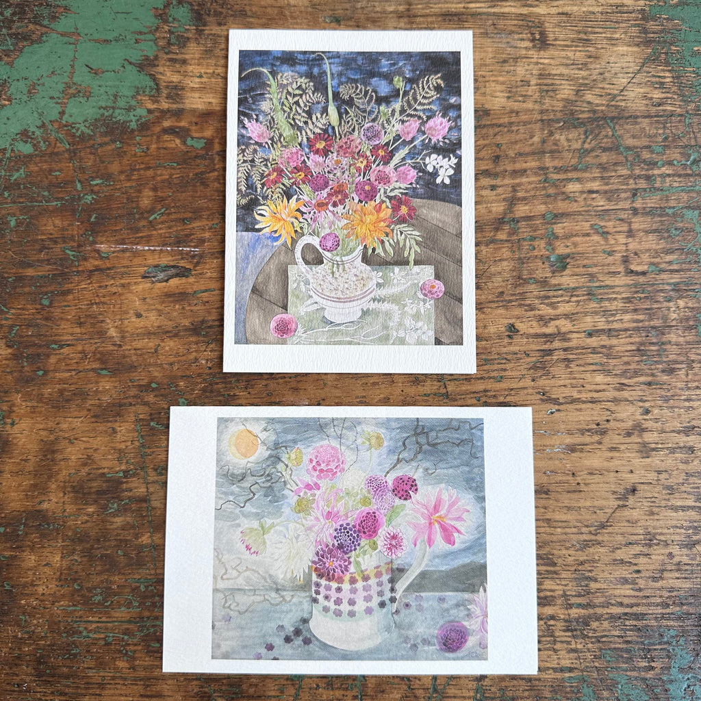 Notecards - Angie Lewin - Dahlias, Dark Sky/Late Summer Flowers & Ferns