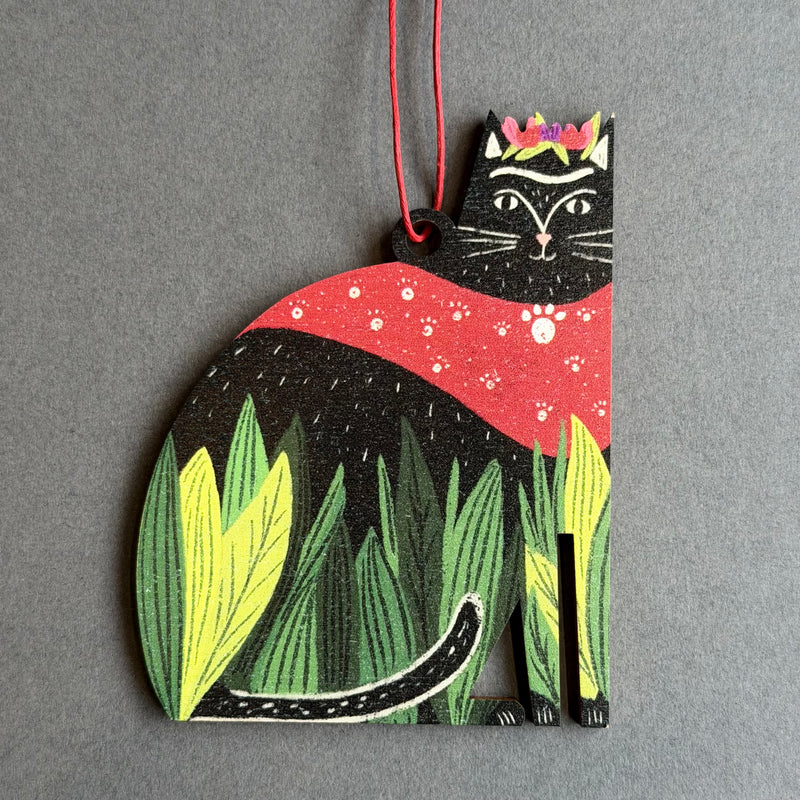 Wooden Cat Decoration - Artist - Frida Catlo
