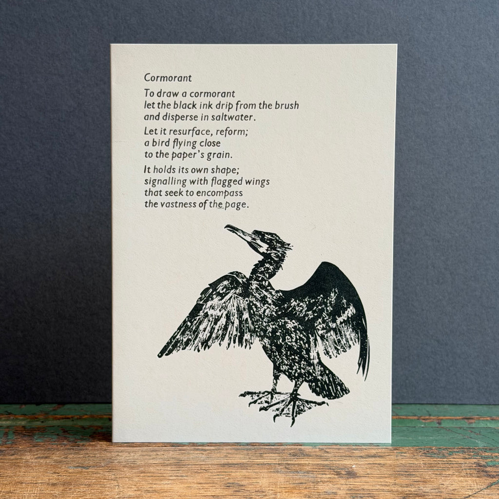 Letterpress Bird G/Card - Cormorant